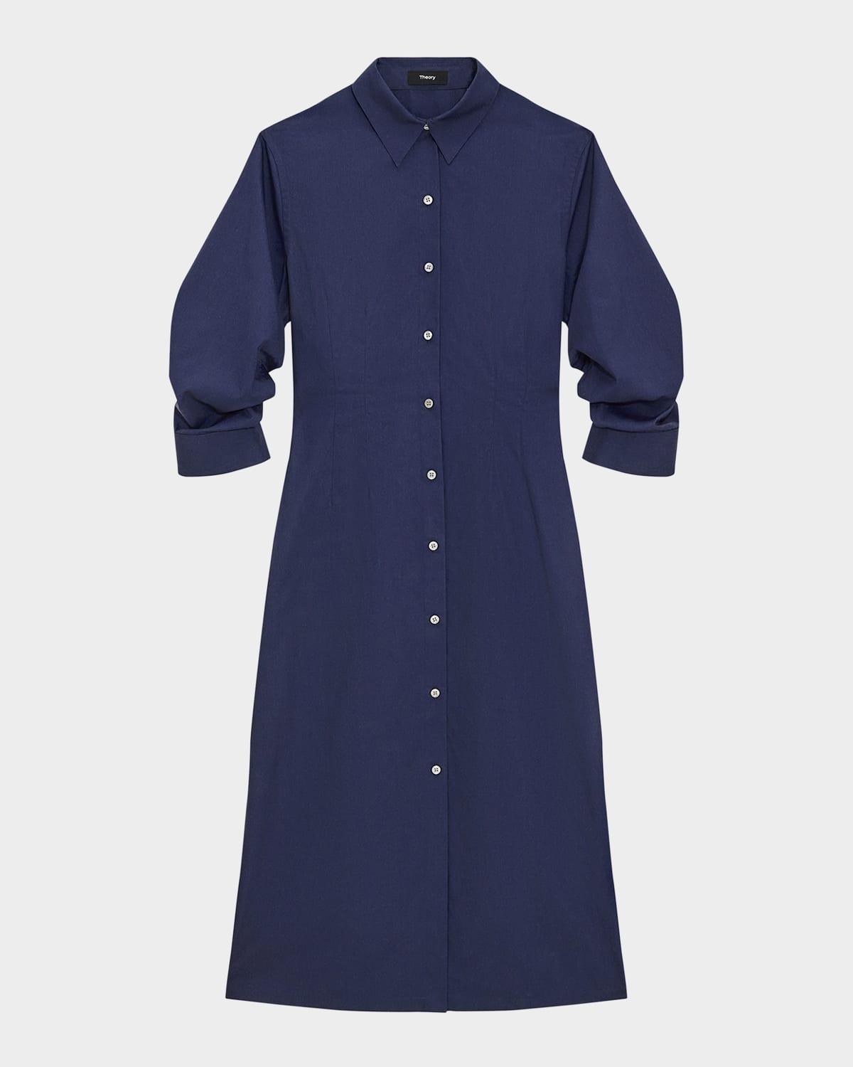 fixed-sleeve poplin shirtdress