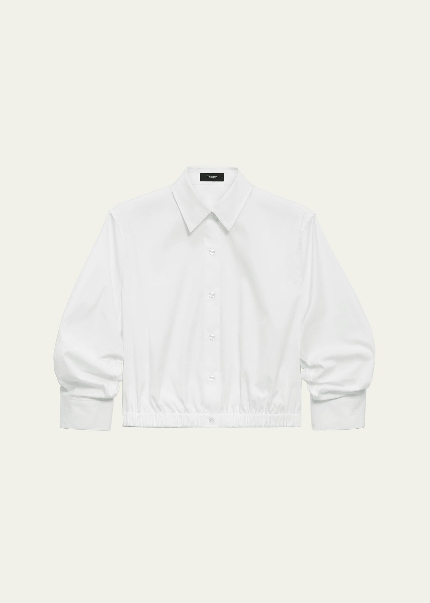 fixed-sleeve poplin top