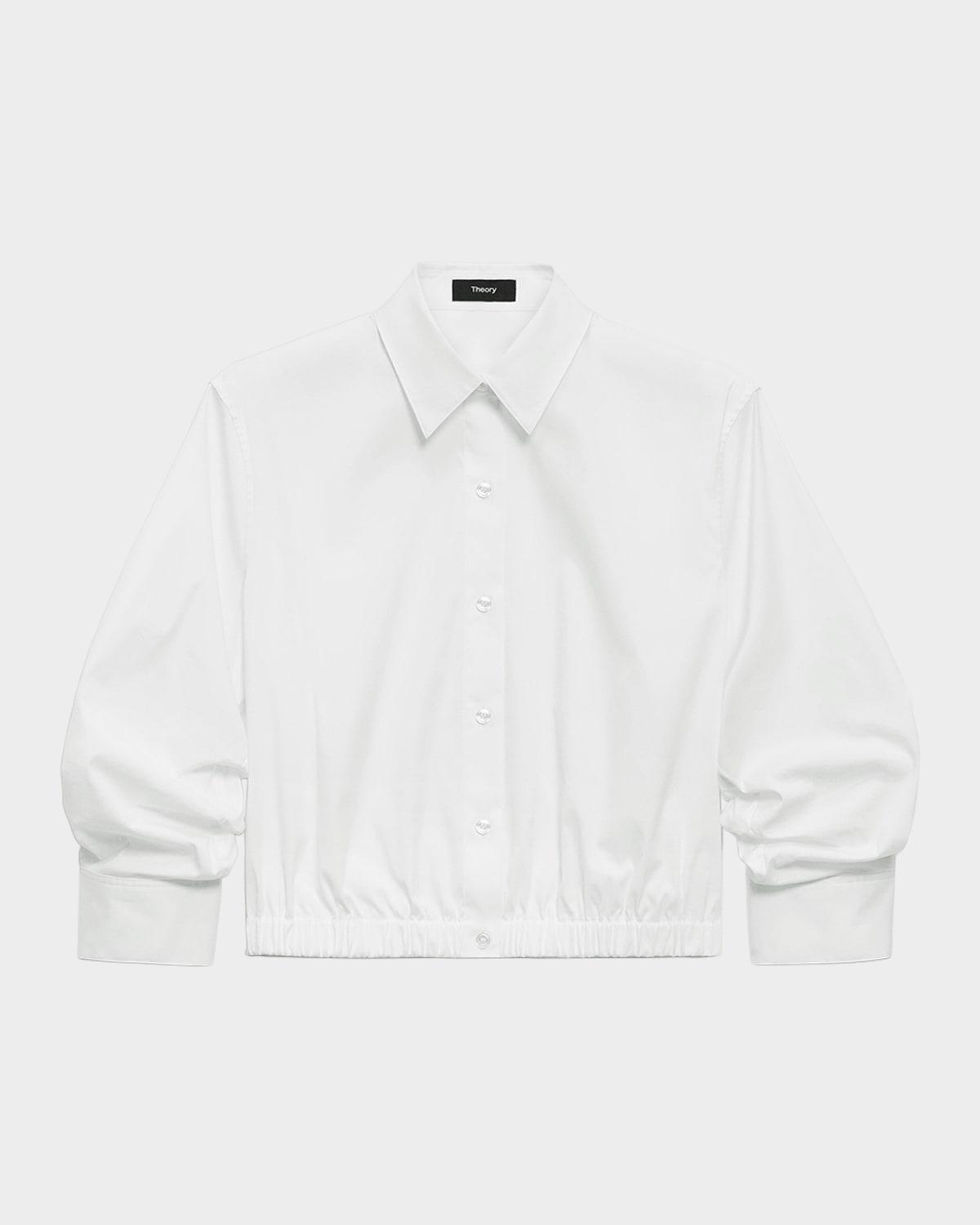 fixed-sleeve poplin top