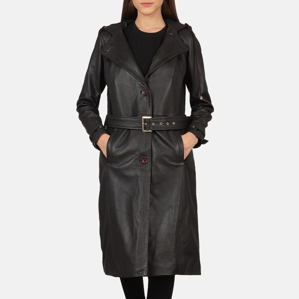 fixon hooded brown trench coat