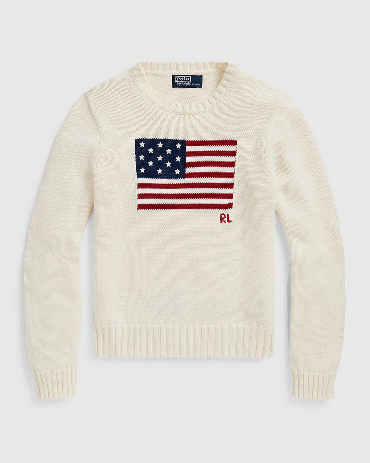flag cotton crewneck sweater