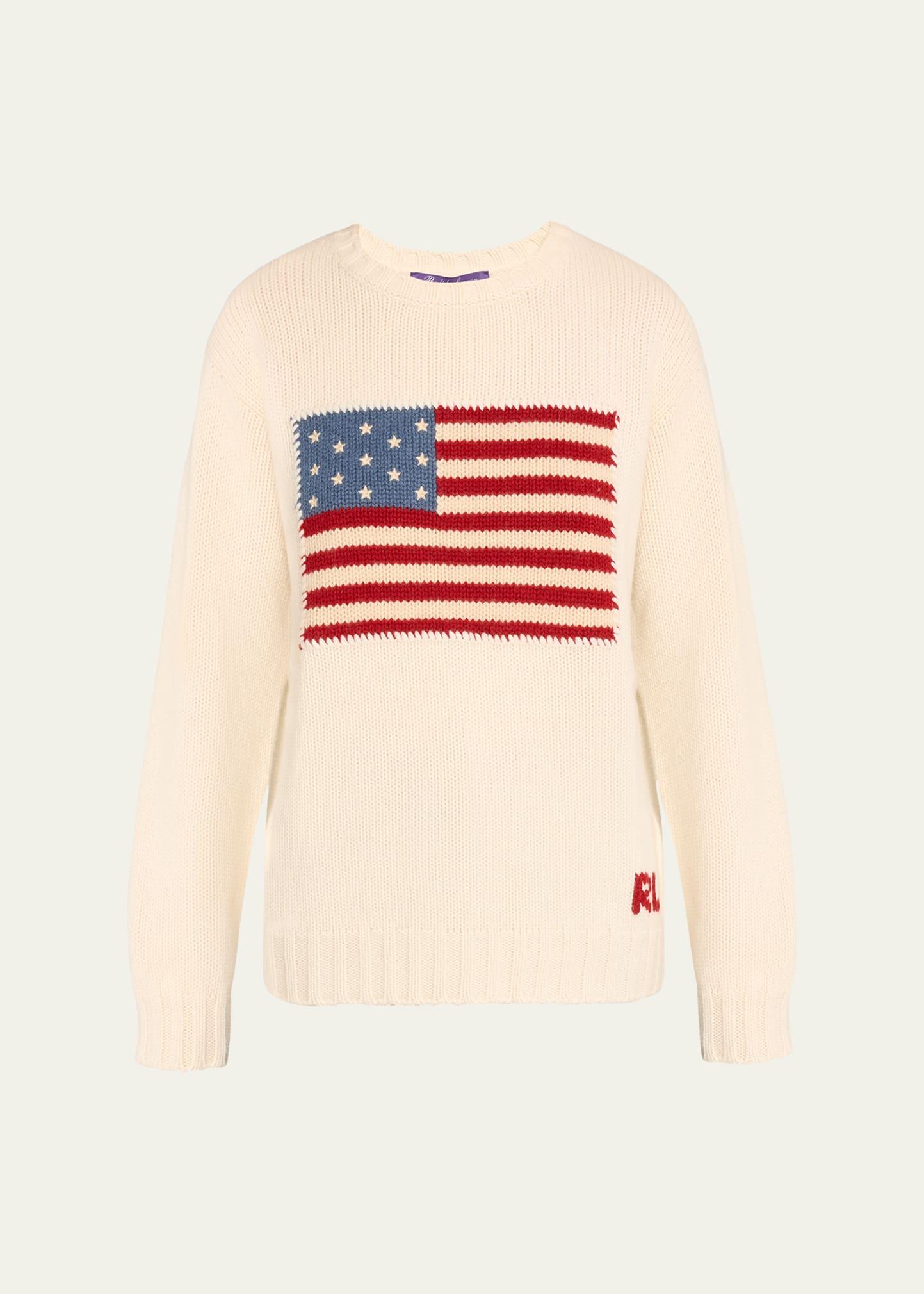 flag crewneck cashmere sweater