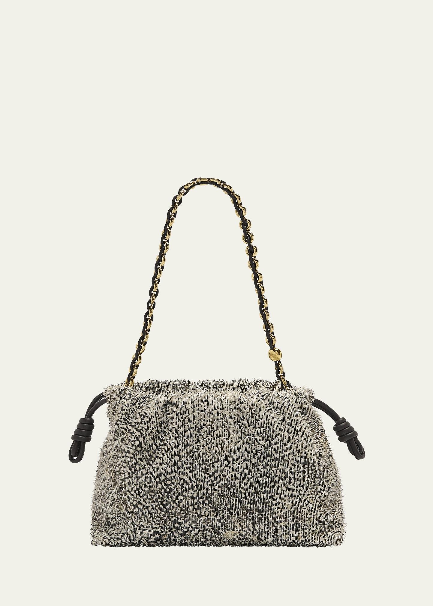 flamenco medium shoulder bag in feathered leather