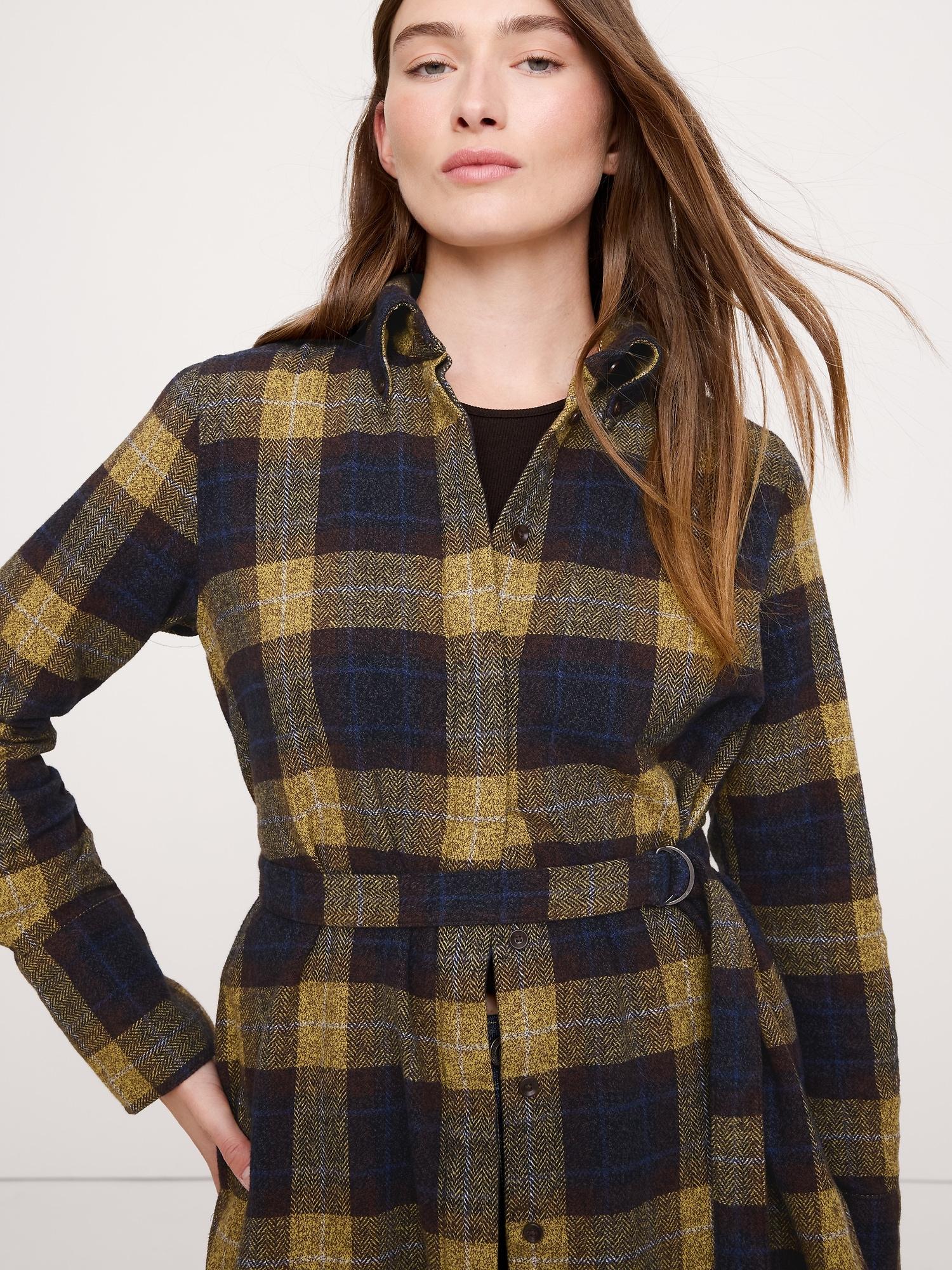 flannel belted tunic shirt