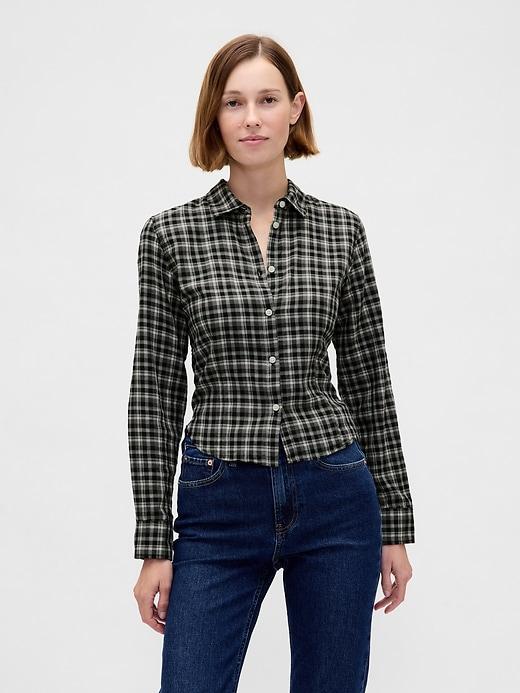 flannel fitted plaid shirt