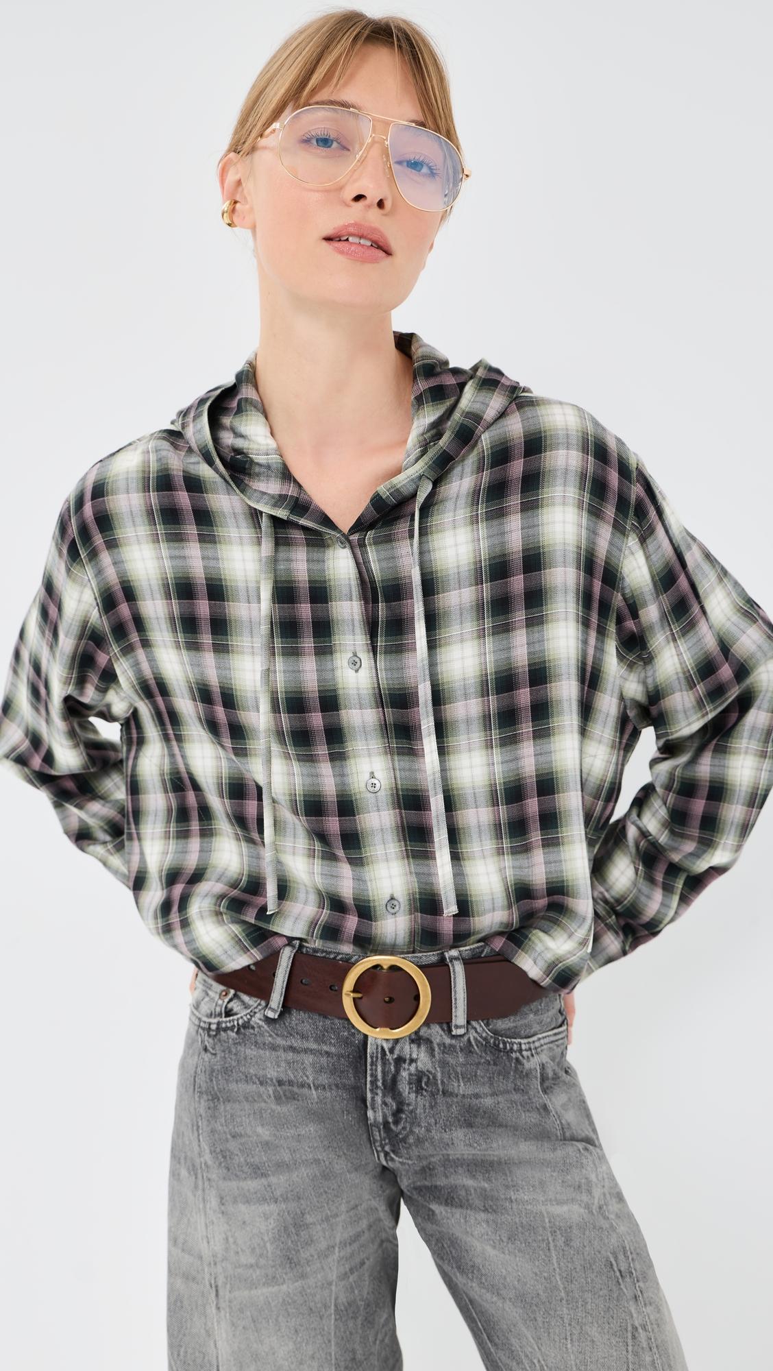 flanneled hooded top