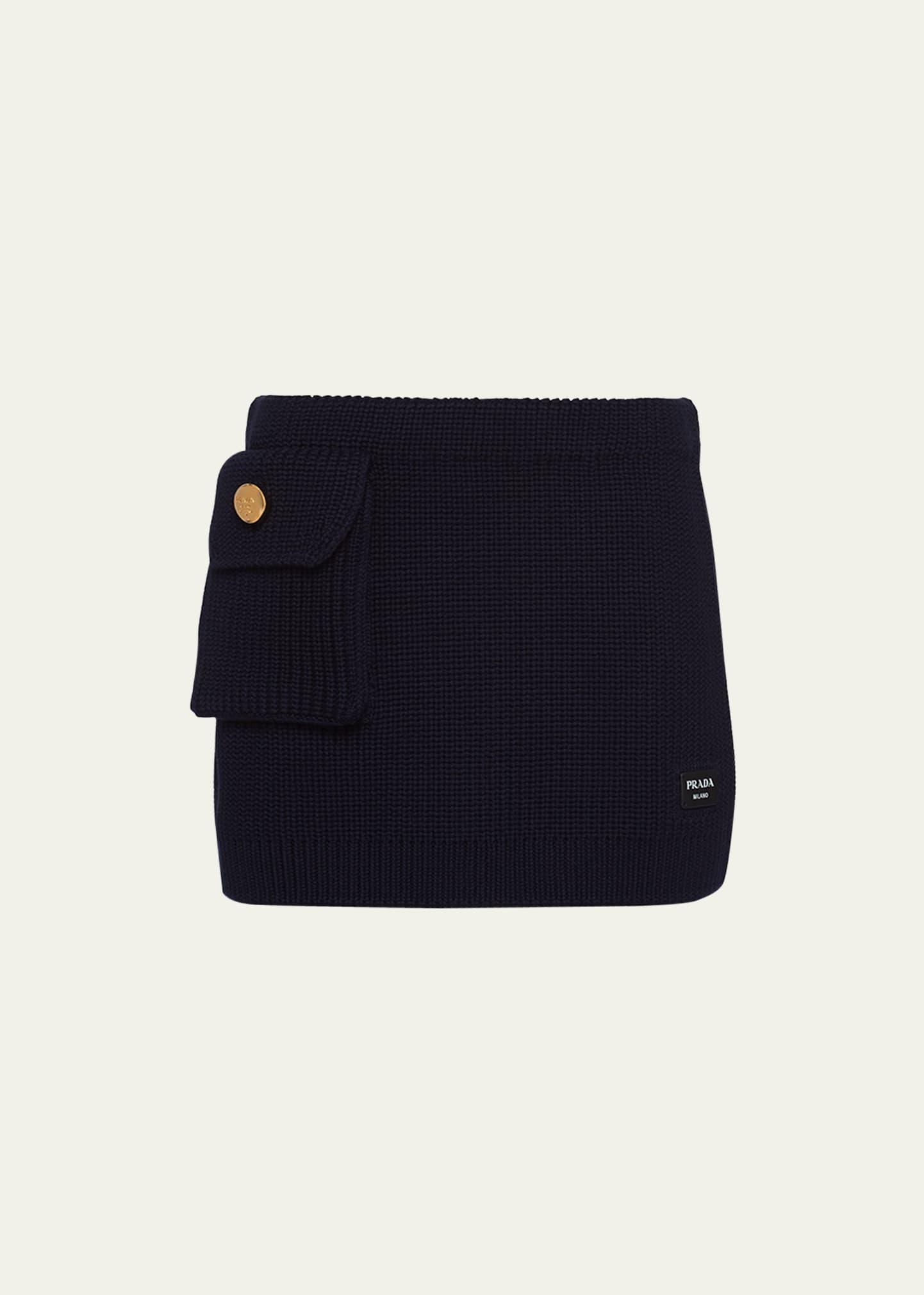 flap pocket wool mini skirt