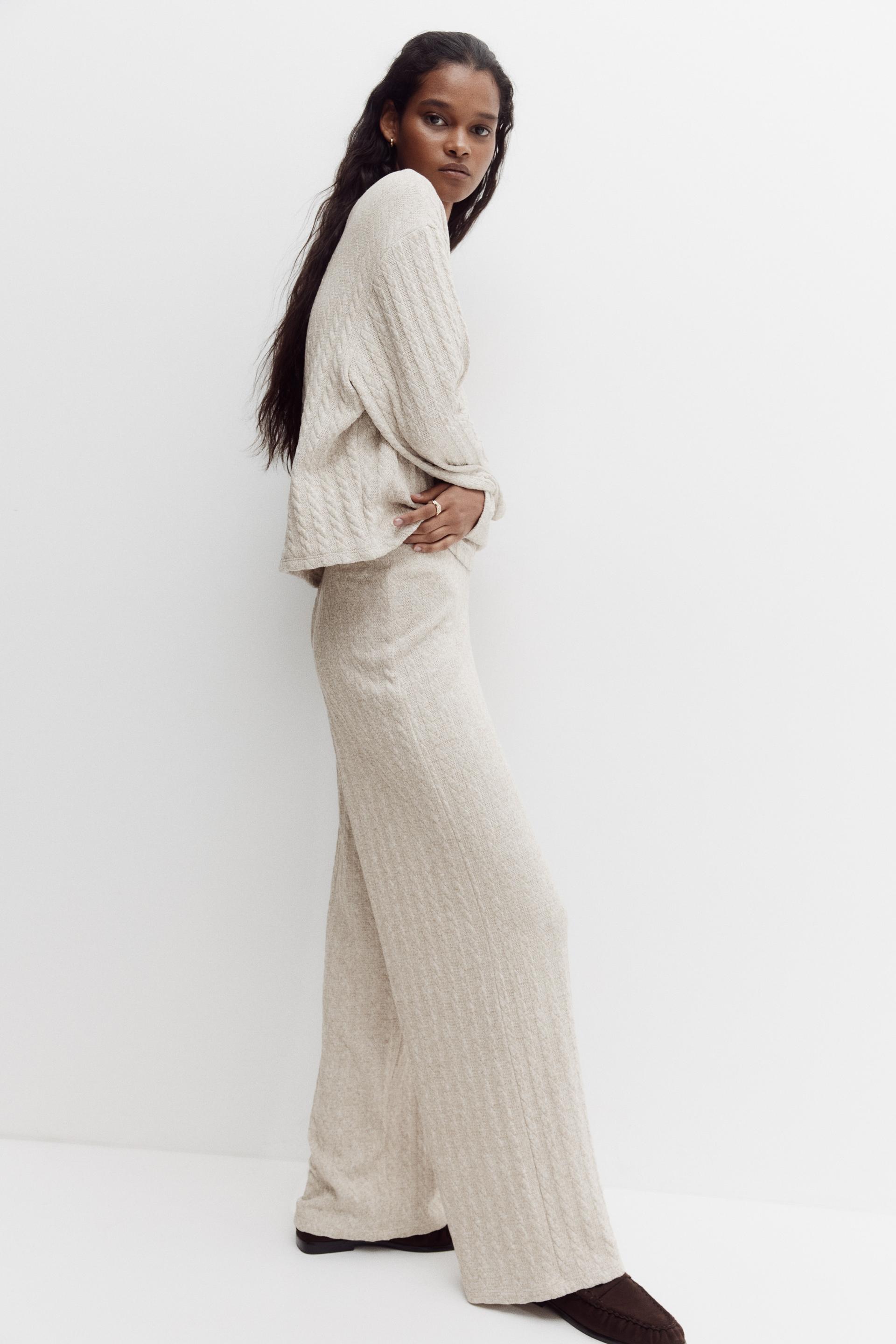 flared cable-knit pants