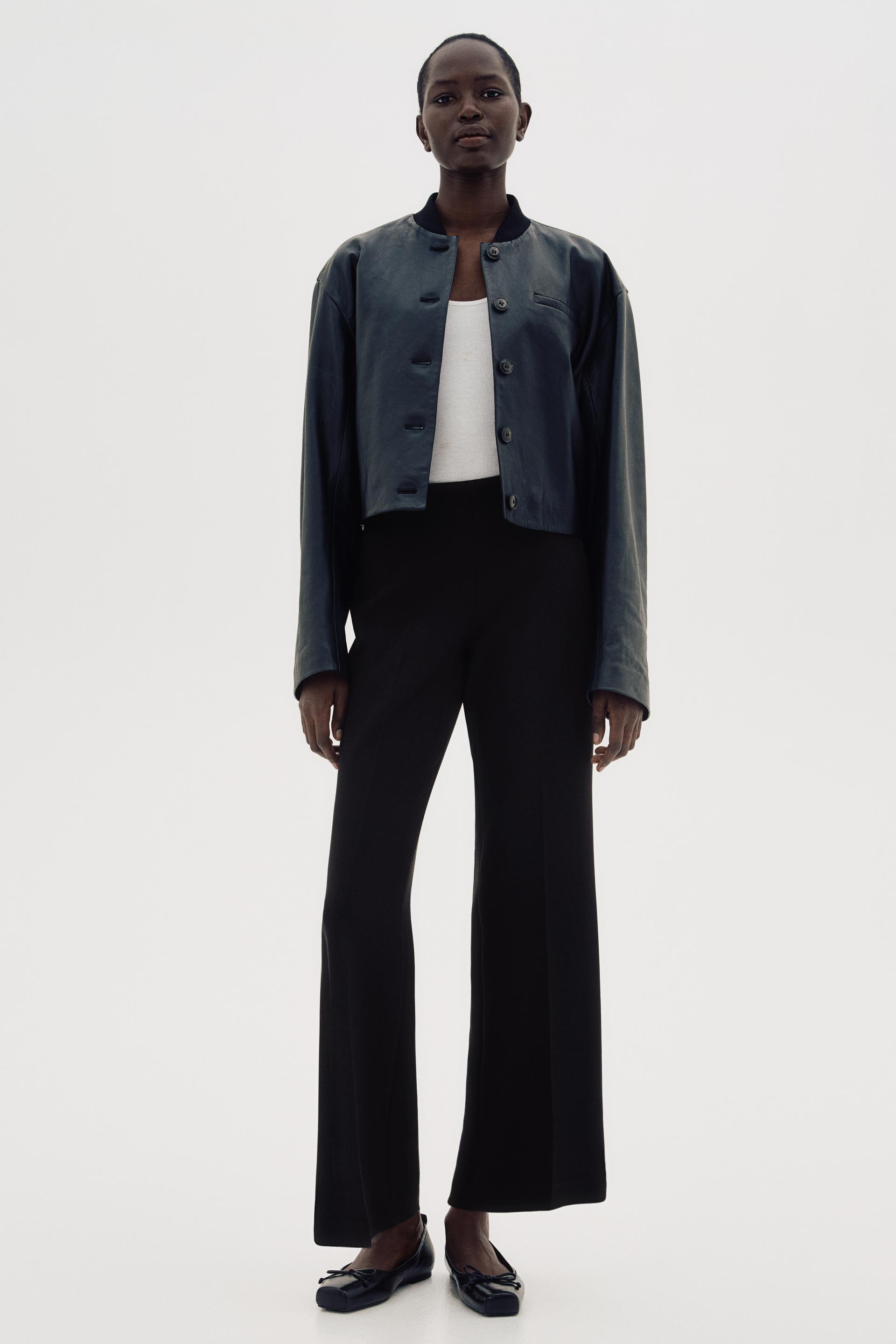flared creased pants