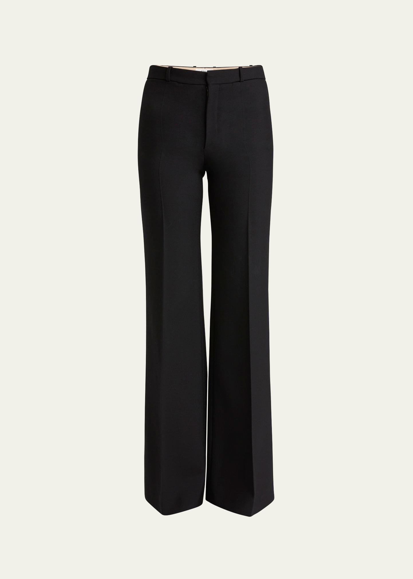 flared crepe wool trousers