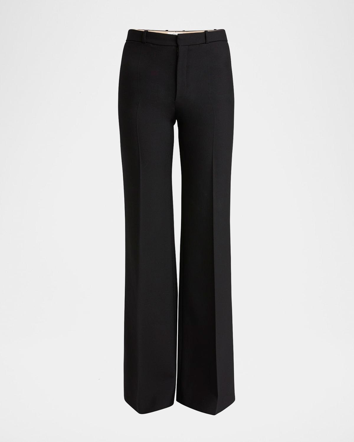 flared crepe wool trousers