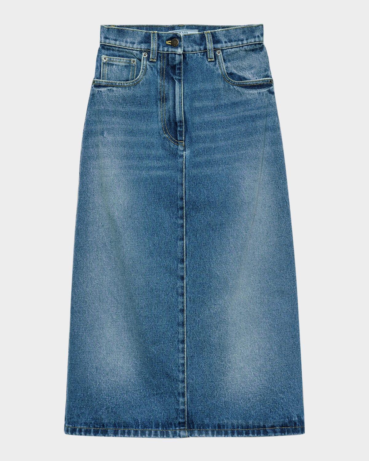 flared denim midi skirt