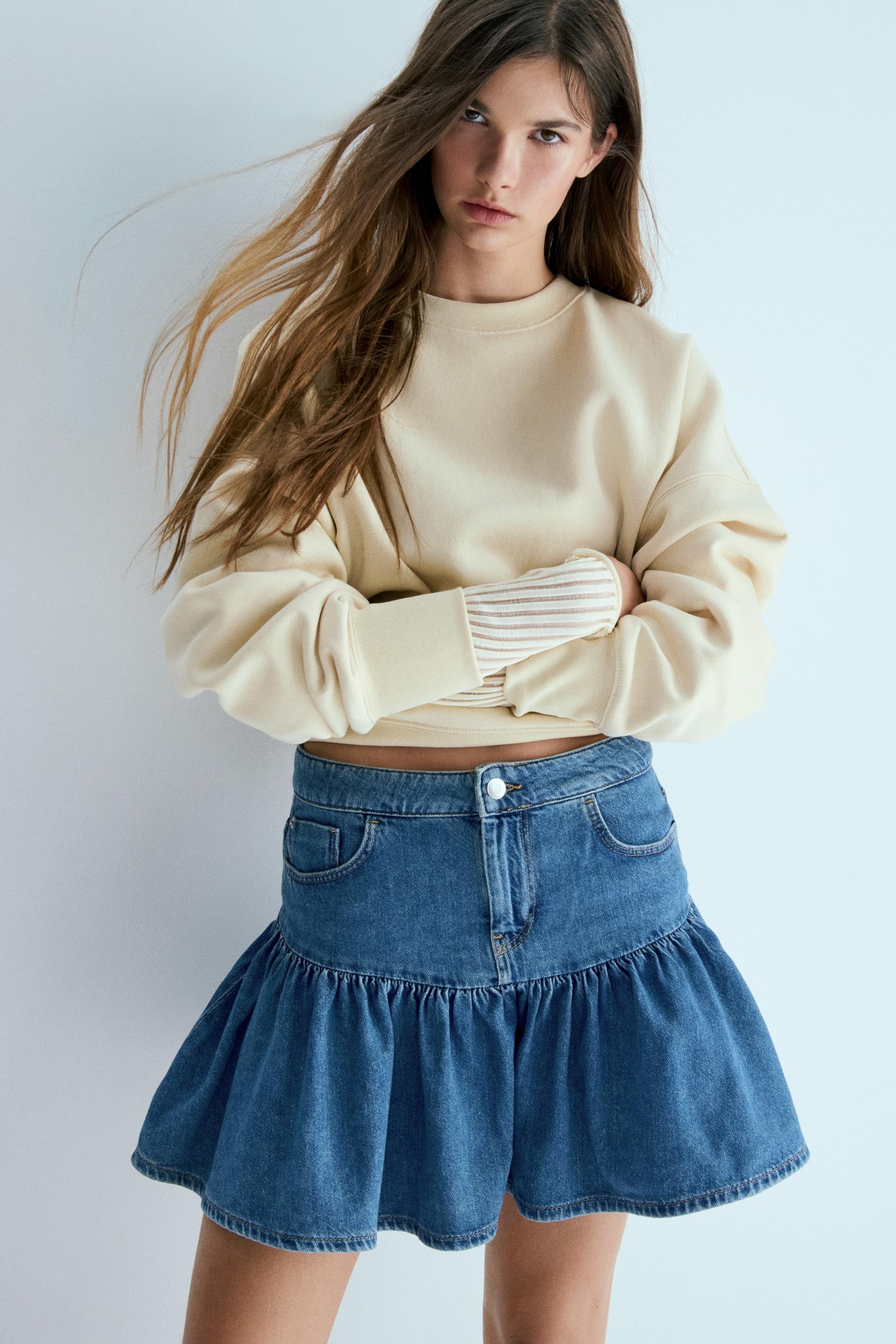 flared denim skirt