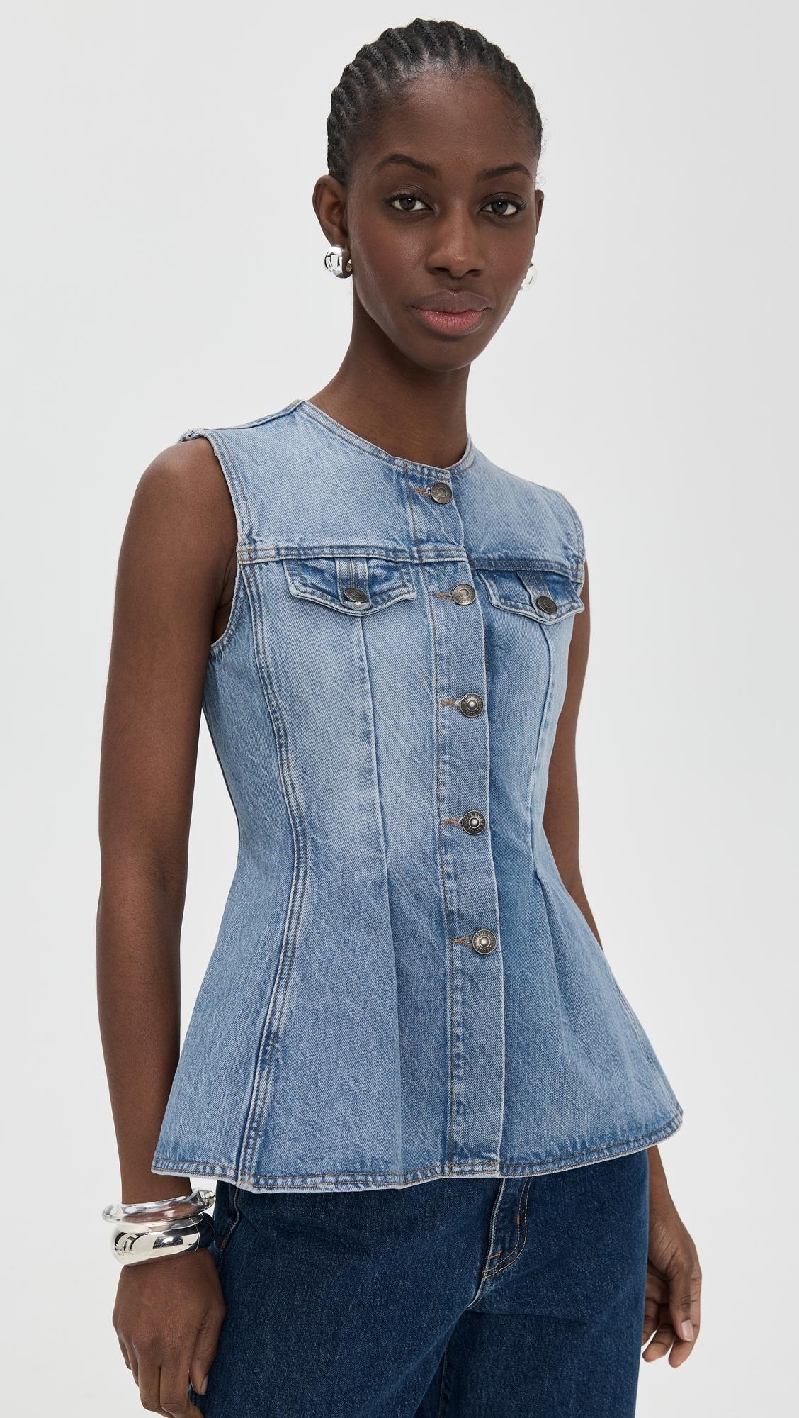 flared denim top
