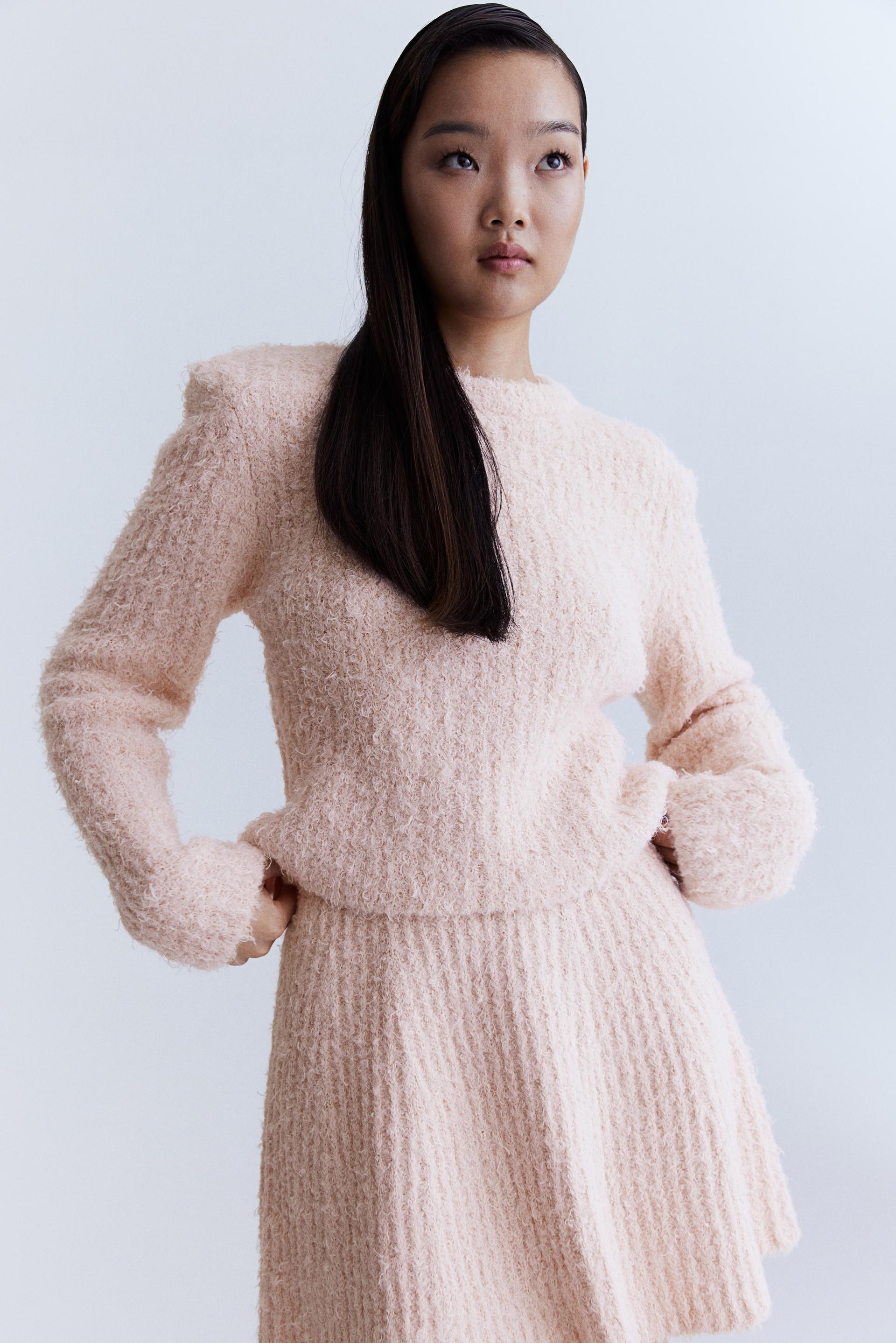 flared fluffy-knit skirt