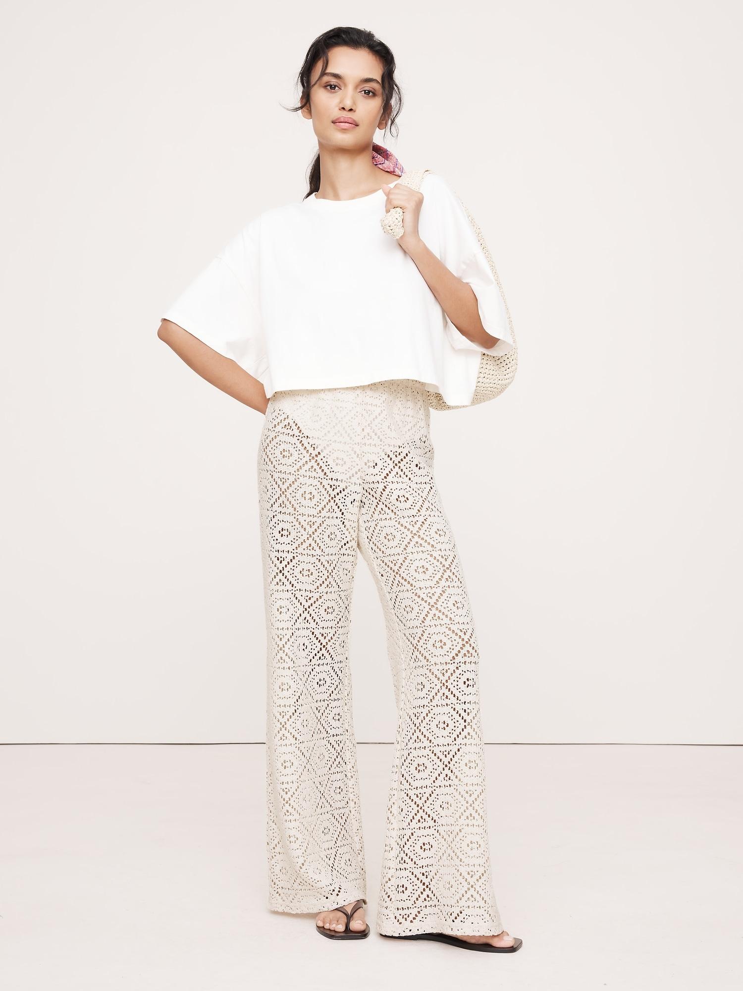 flared italian lace beach pant