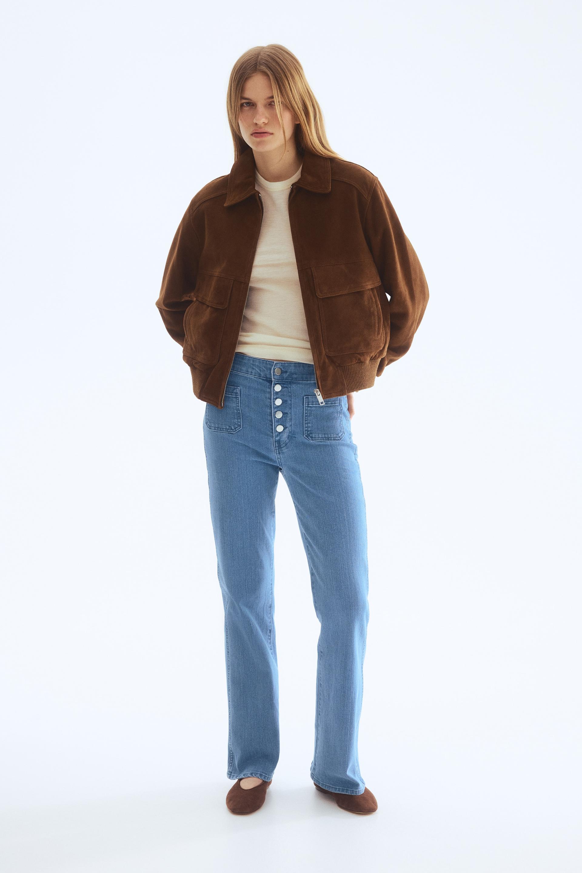 flared leg high waist jeans