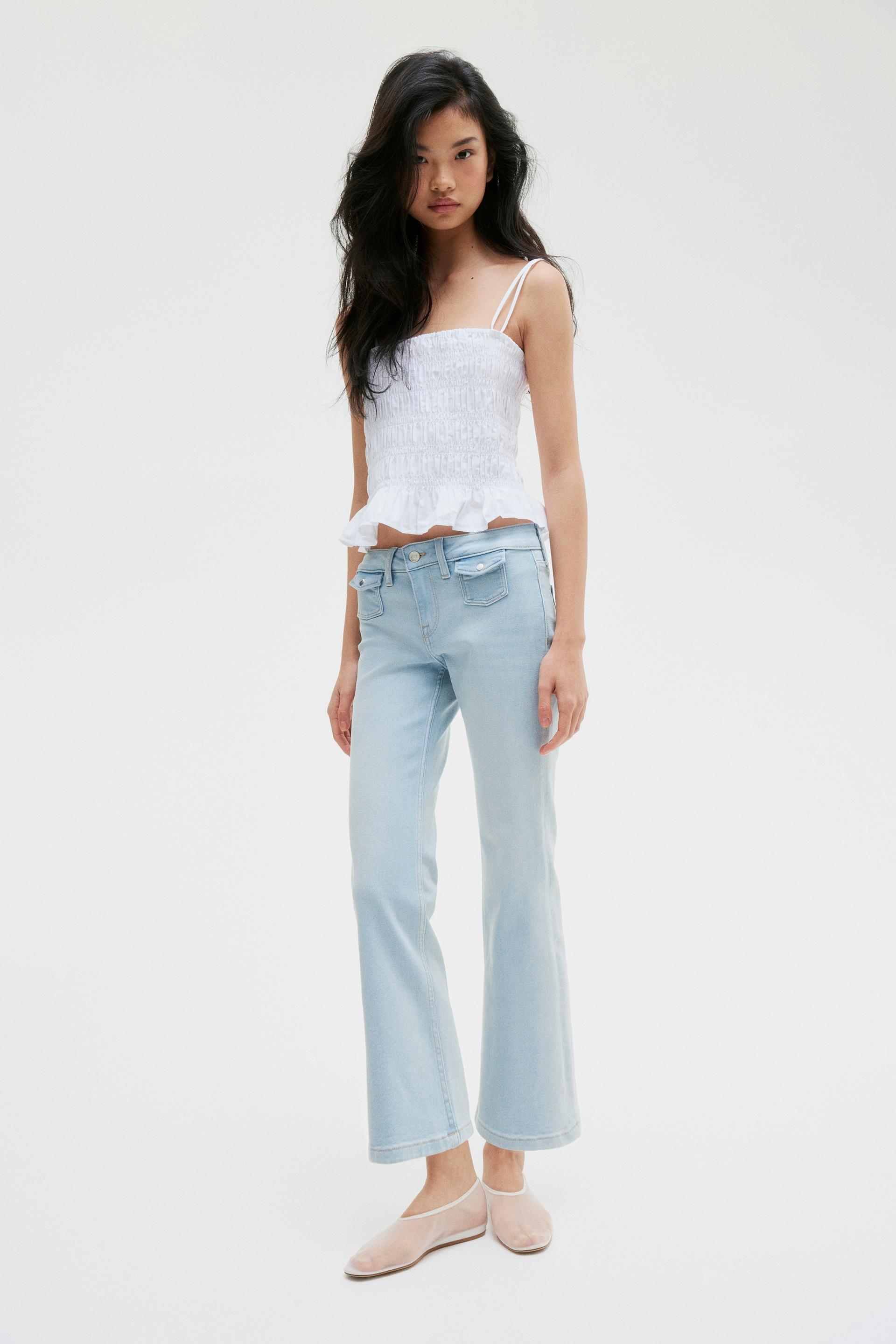 flared low ankle jeans
