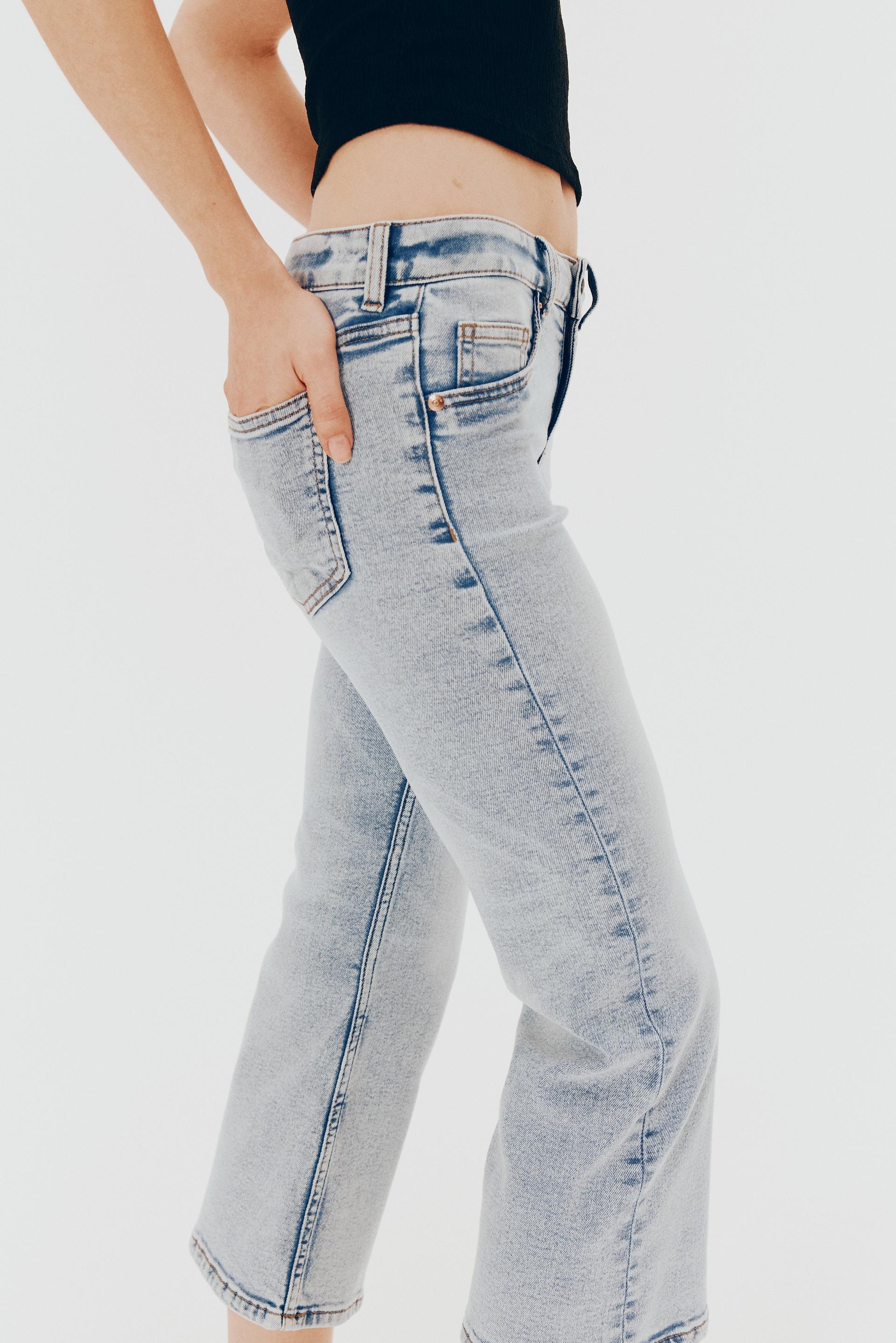 flared low ankle jeans