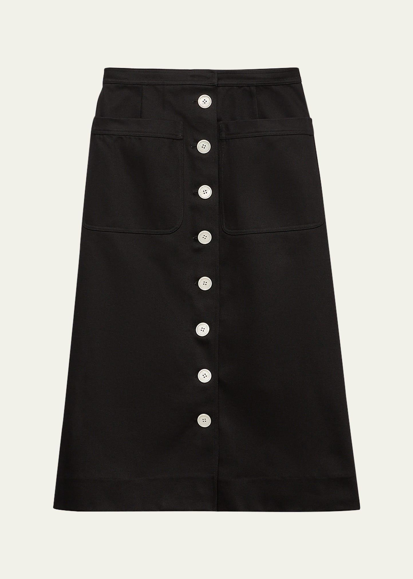 flared midi cotton drill skirt