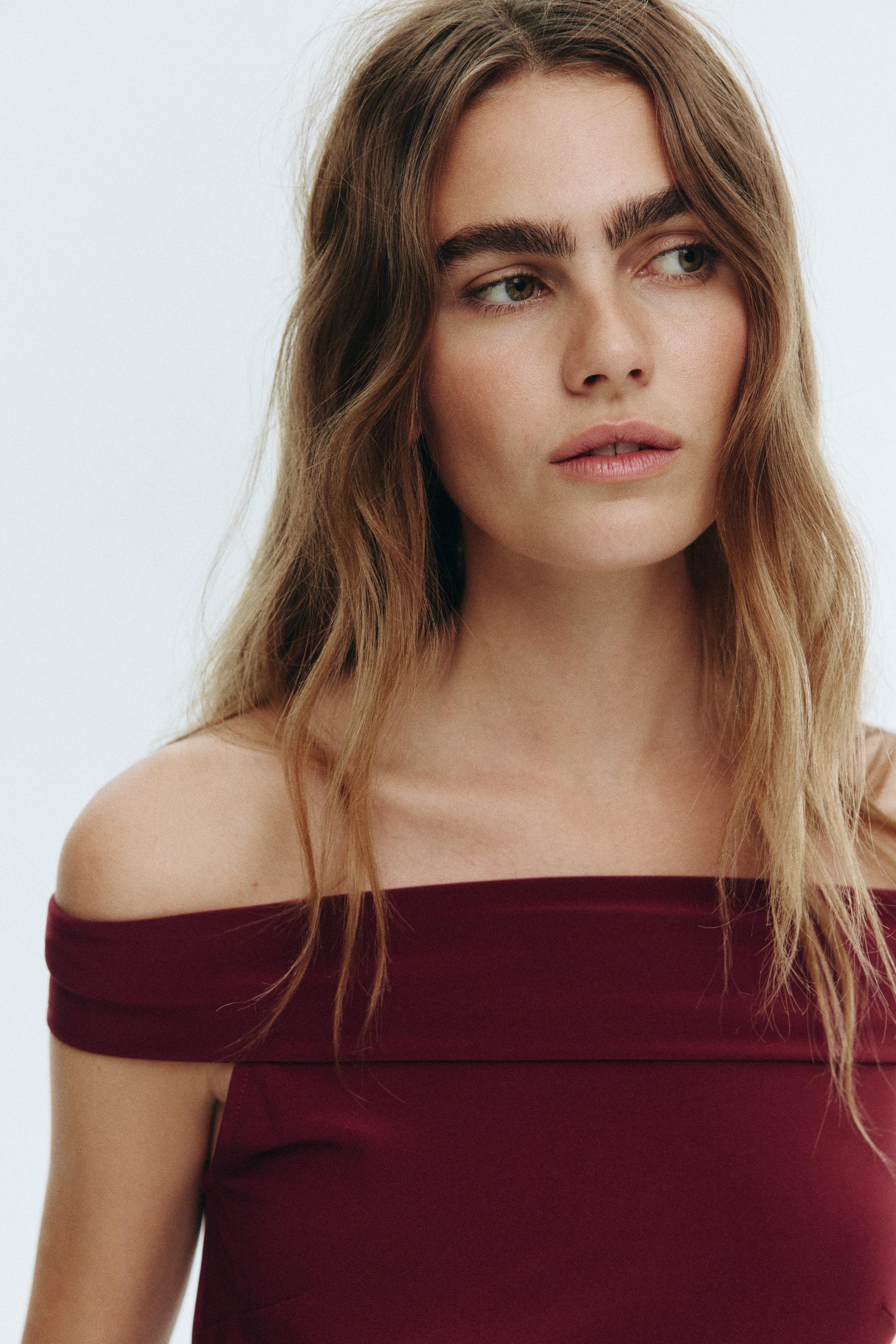 flared off-the-shoulder dress