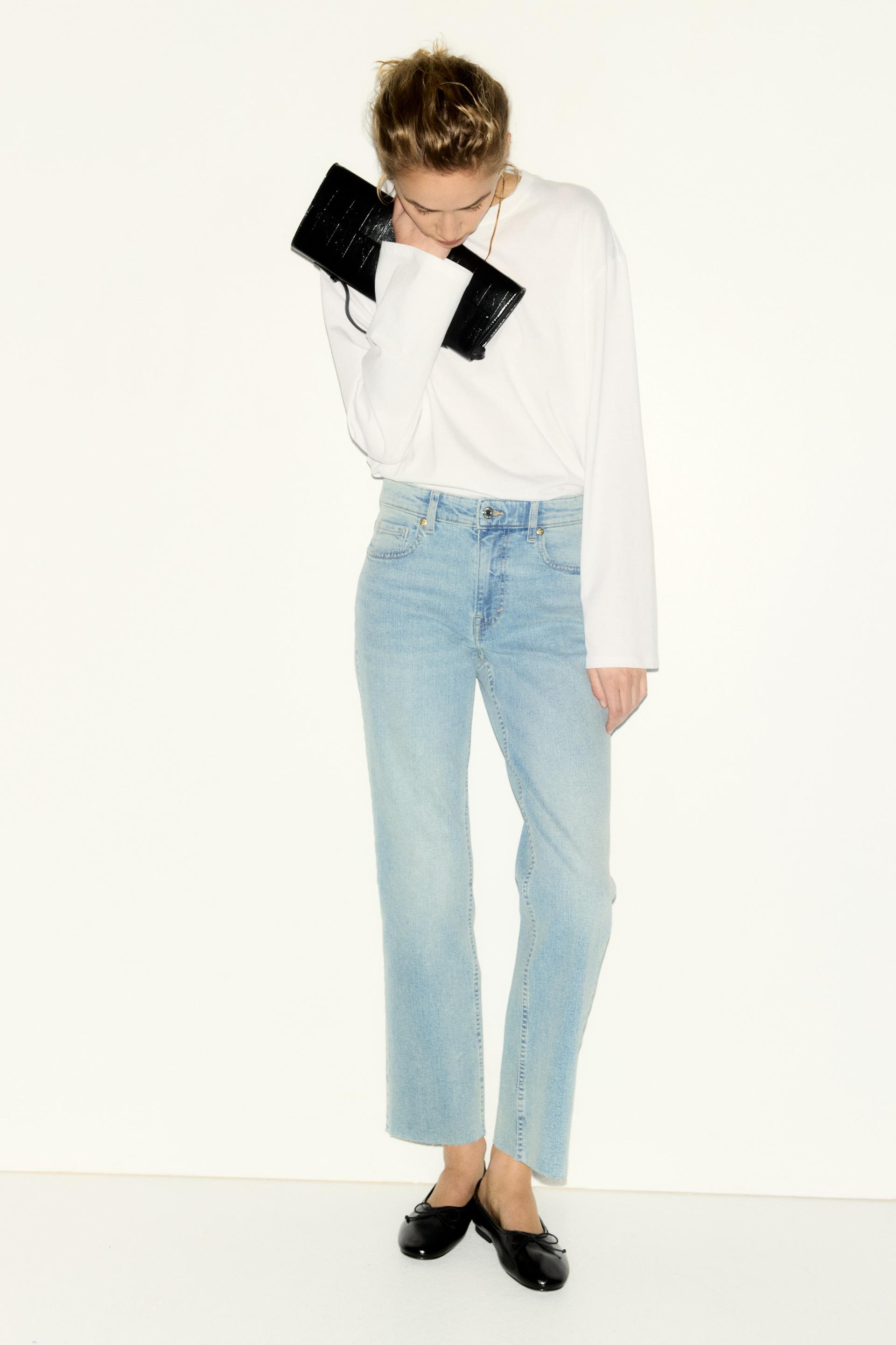 flared regular waist ankle jeans