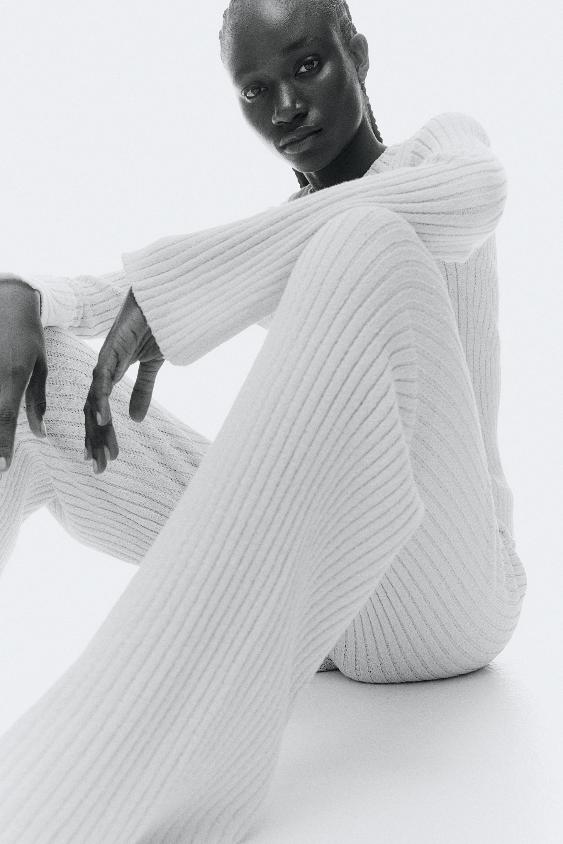 flared rib-knit pants