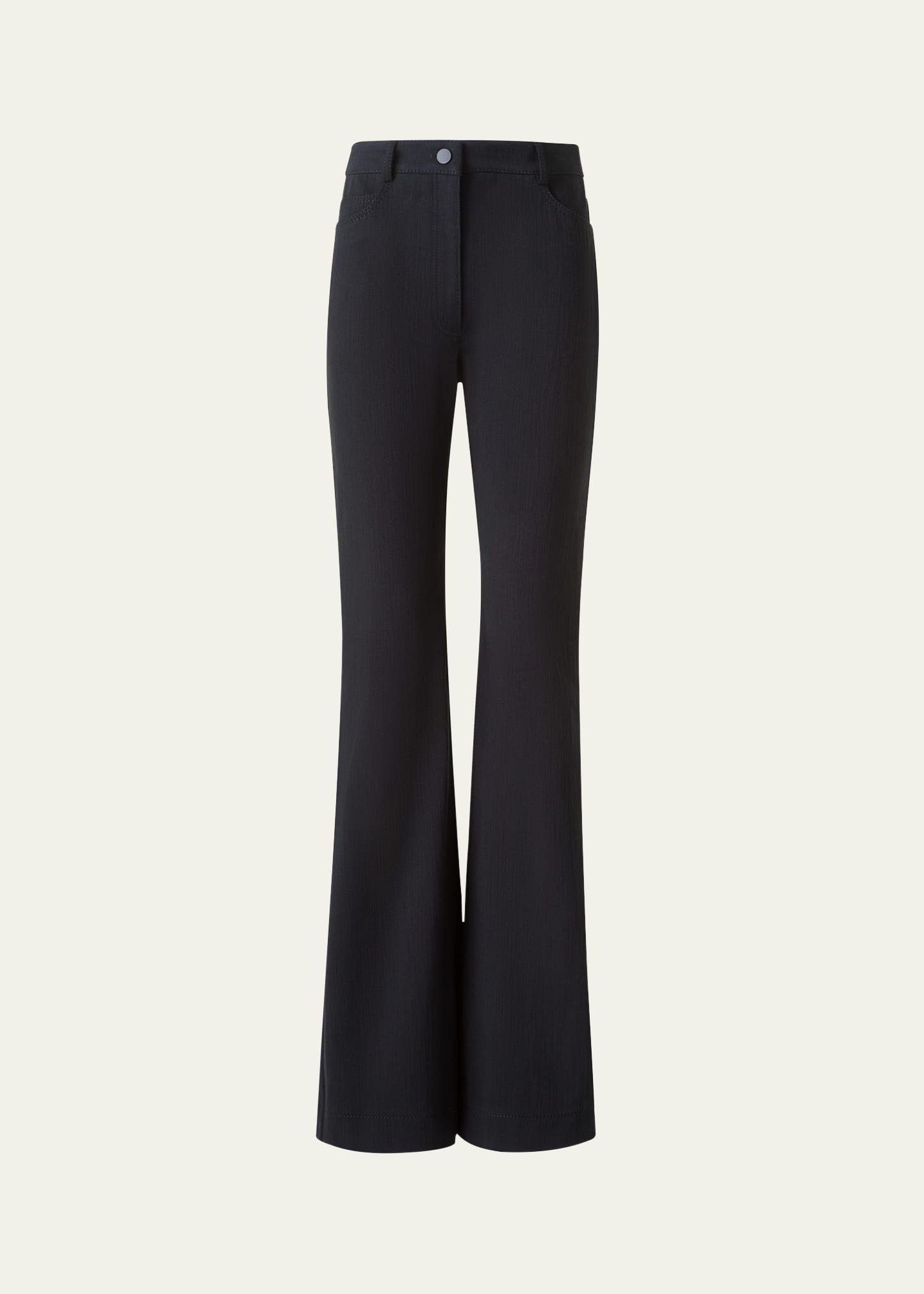 flared stretch denim tailored pants
