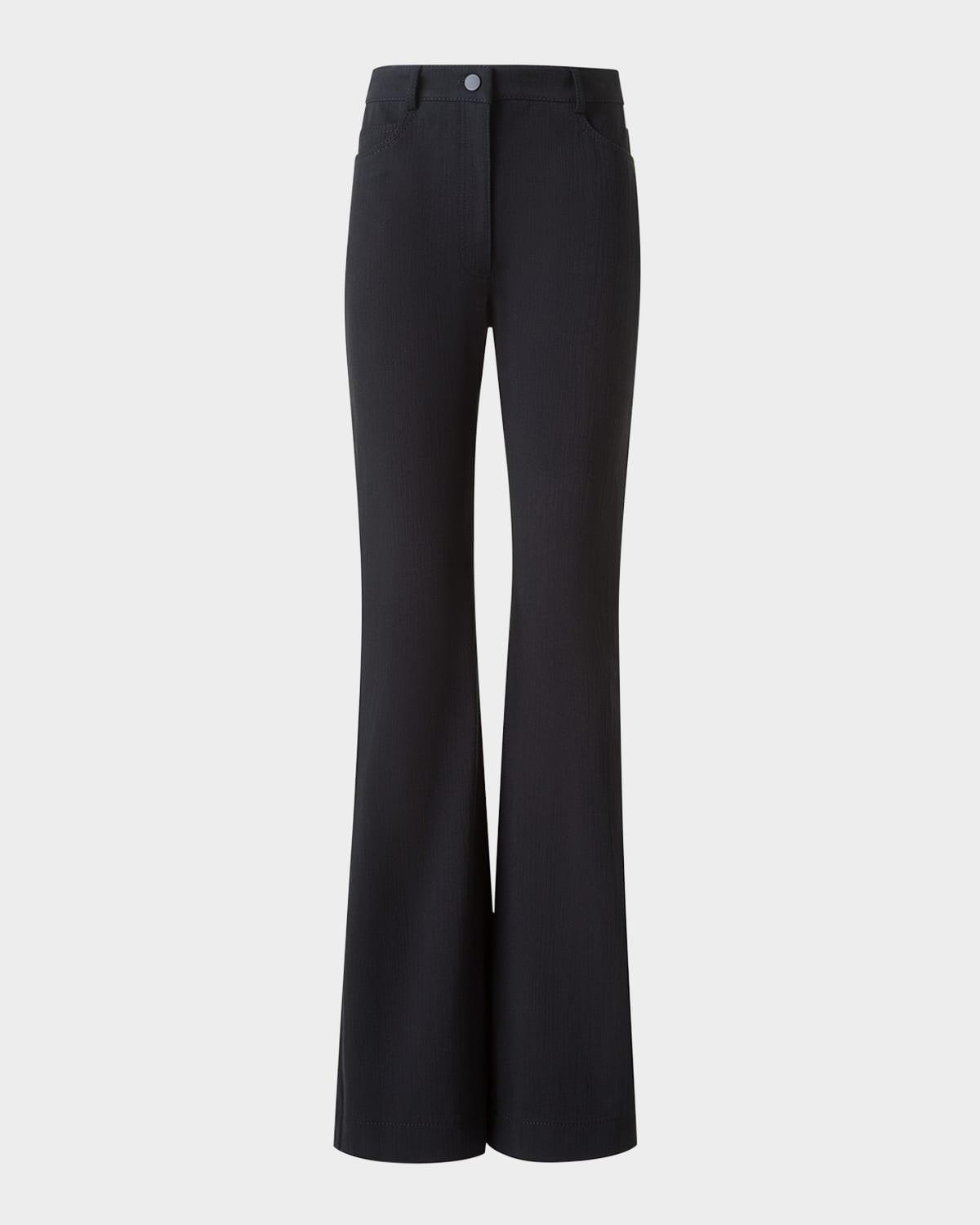 flared stretch denim tailored pants