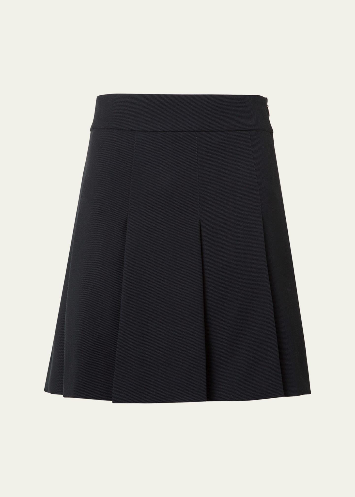 flared wool tricotine mini skirt