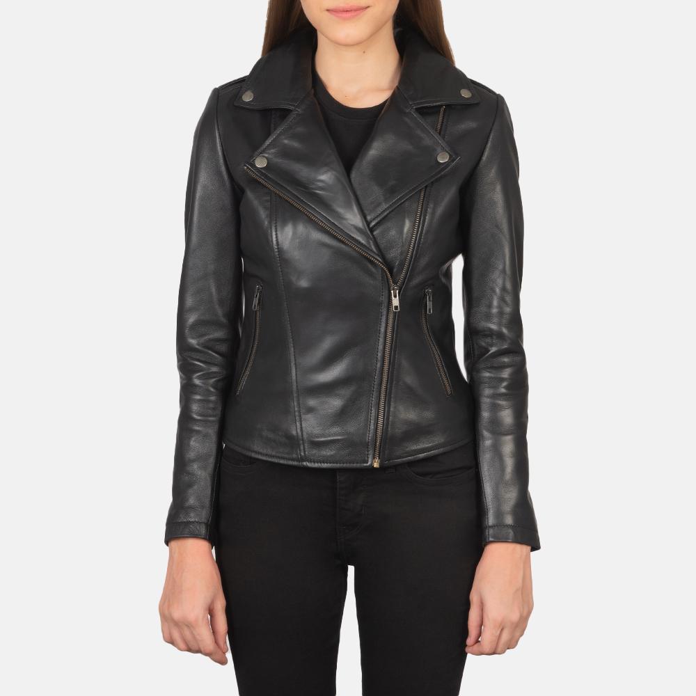 flashback black leather biker jacket