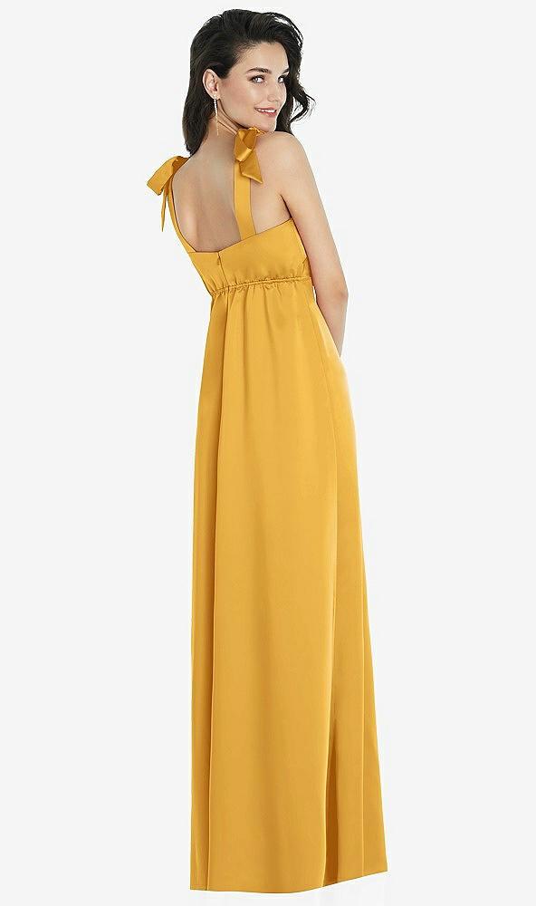 flat tie-shoulder empire waist maxi dress with front slit