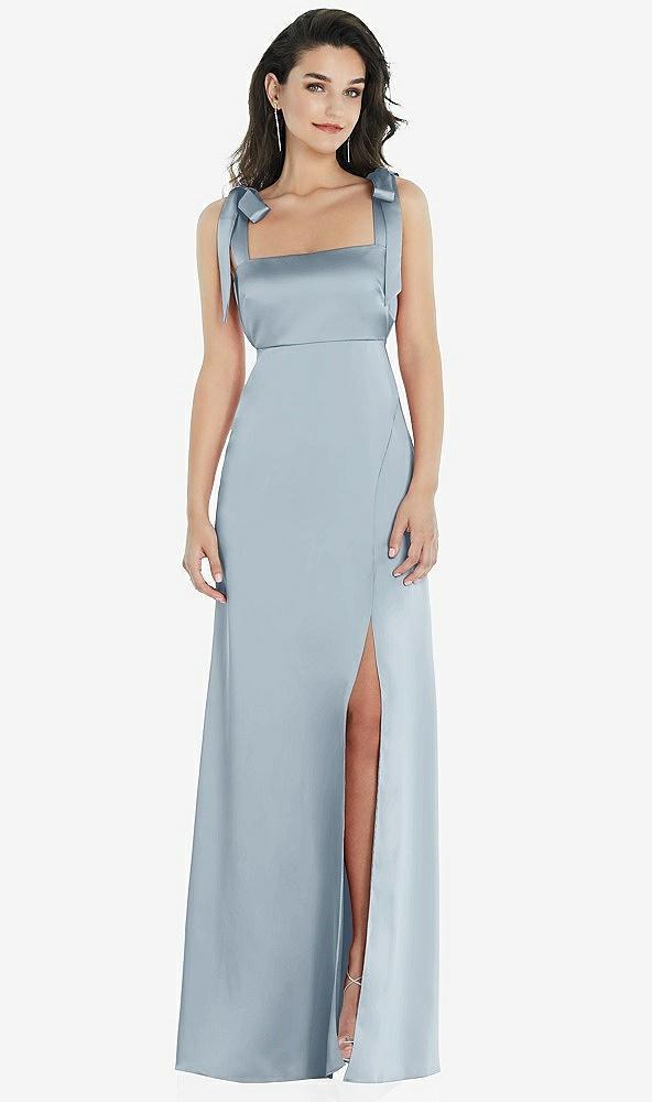 flat tie-shoulder empire waist maxi dress with front slit