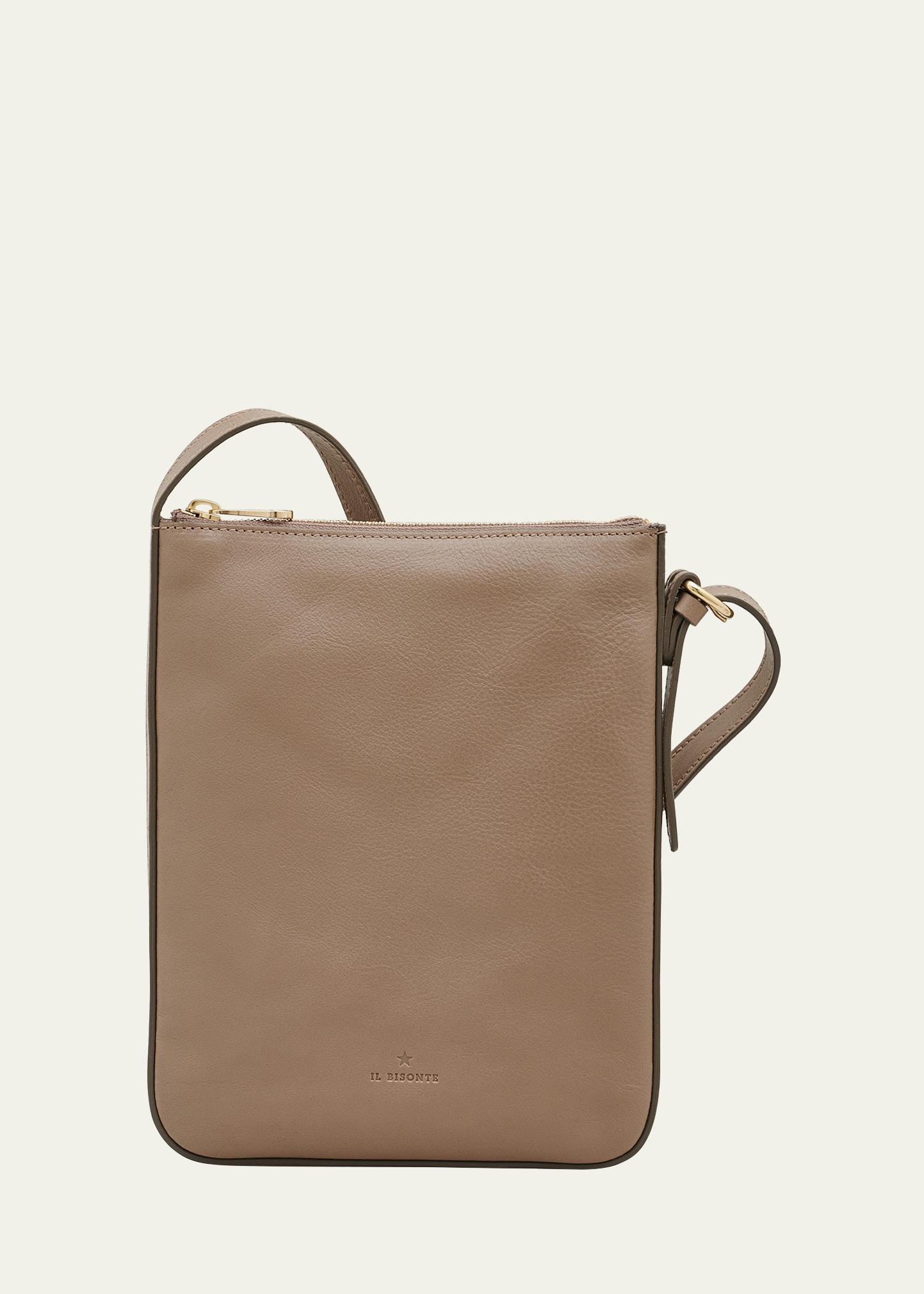 flat vachetta leather crossbody bag