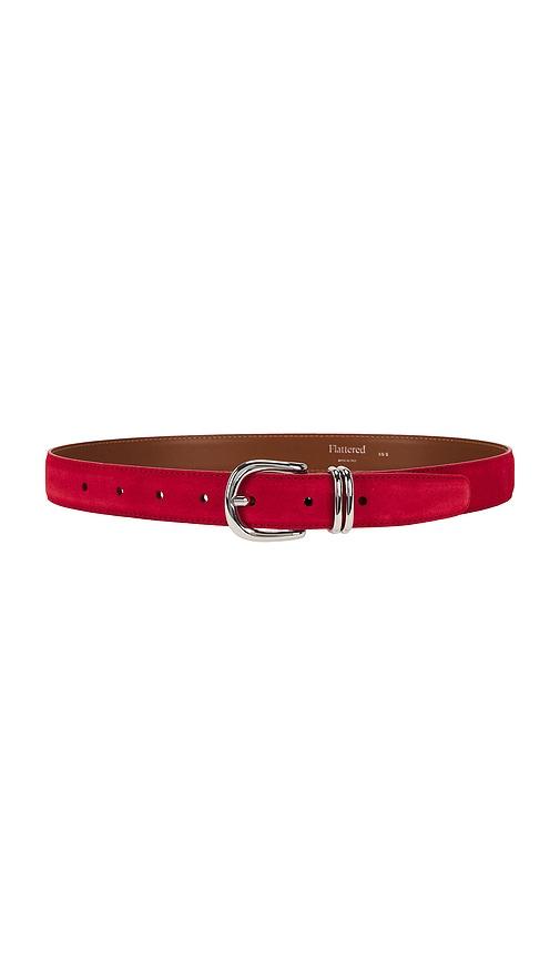 flattered beatrice suede belt in red.