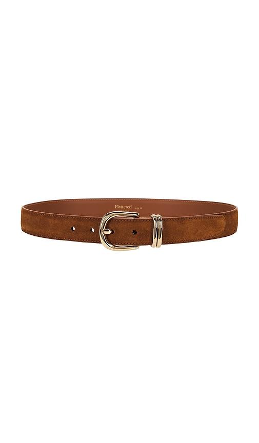 flattered beatrice suede belt in tan.