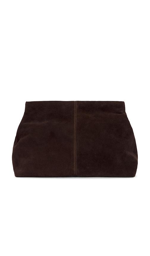 flattered clay clutch in chocolate.