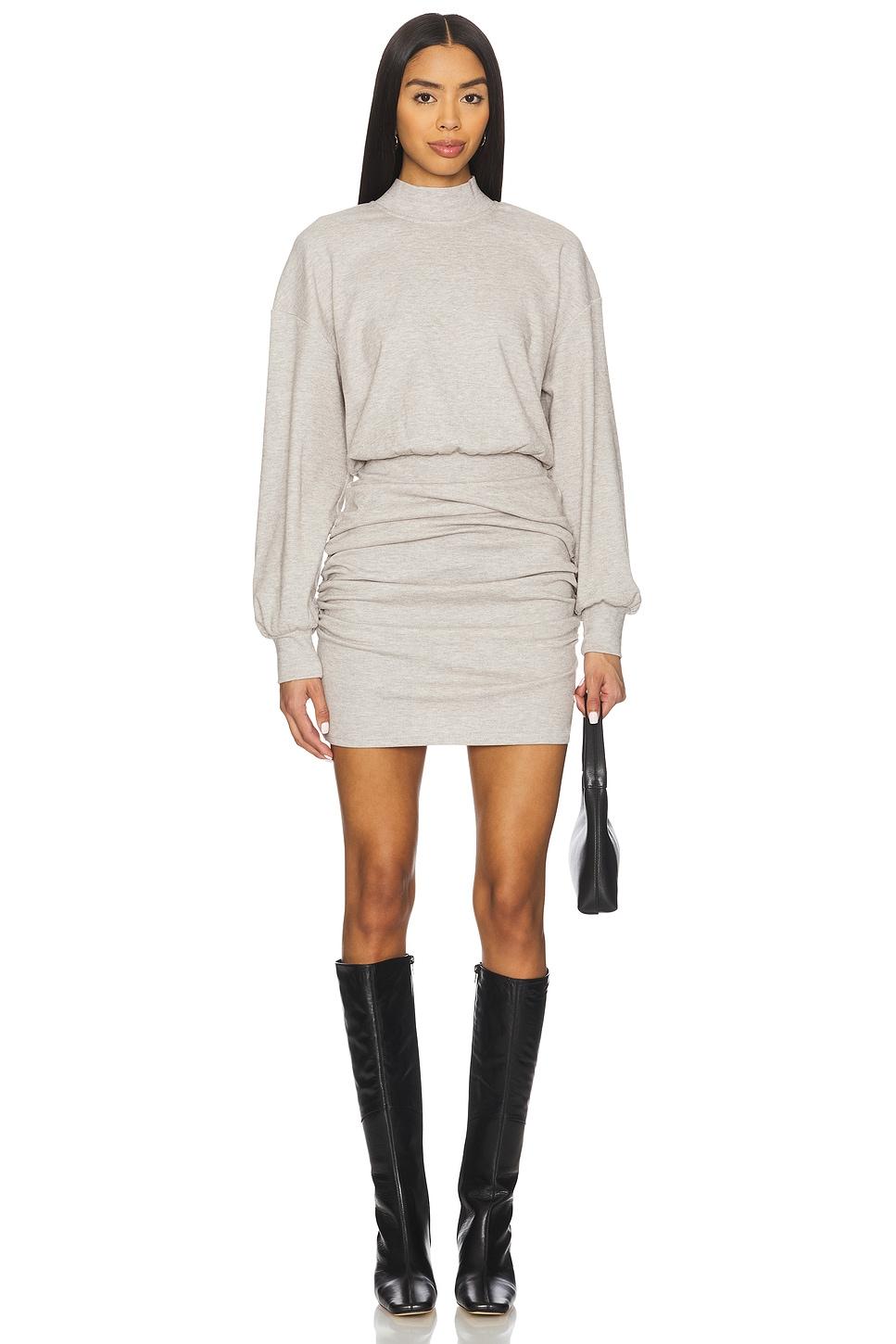 fleece mock gathered dress