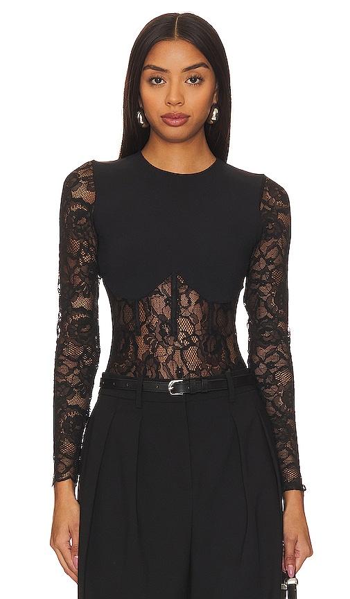 fleur du mal boned bodysuit in black.