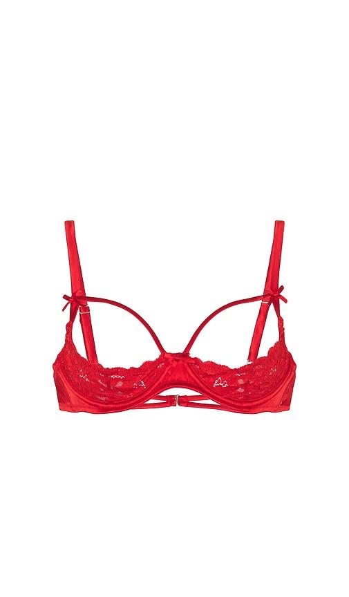 fleur du mal charlotte peekaboo bra in red.