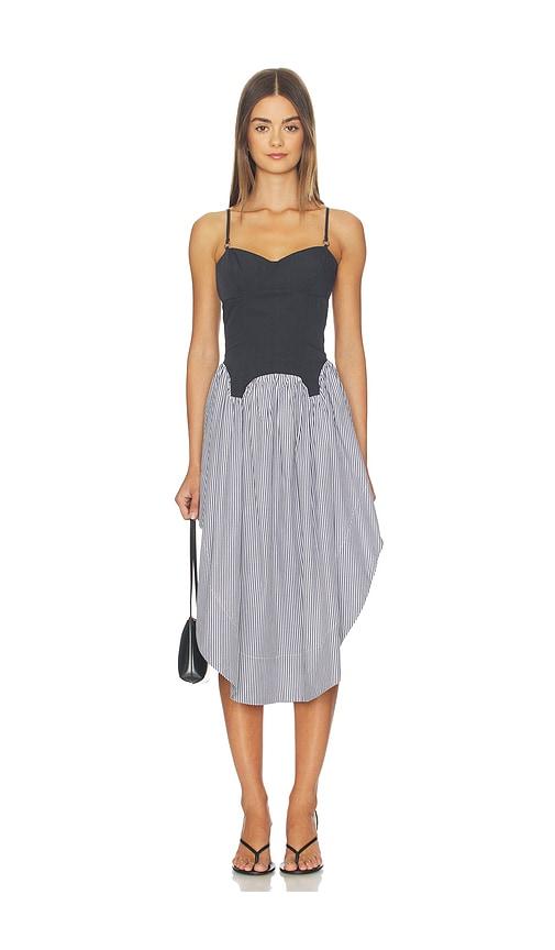 fleur du mal colorblock cupped midi dress in black.