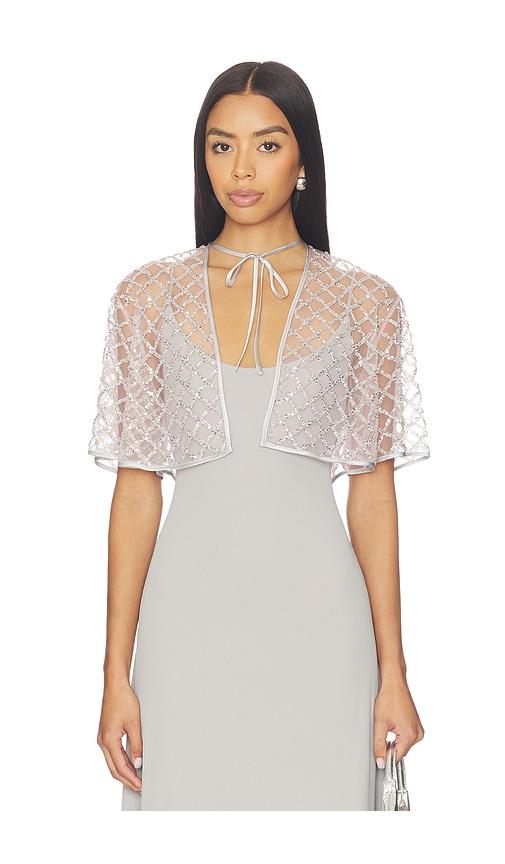 fleur du mal embellished cape in metallic silver.