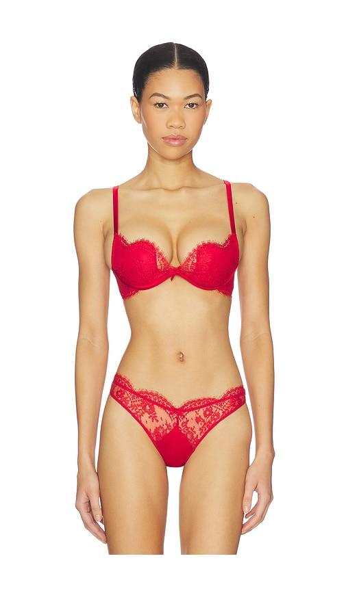 fleur du mal frankie lace seduce u- plunge bra in red.