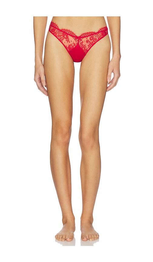 fleur du mal frankie lace thong in red.