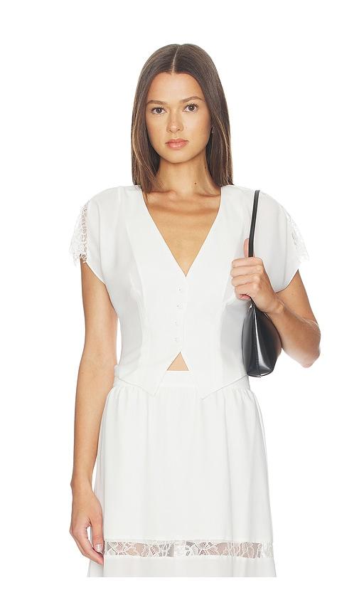 fleur du mal georgette flounce top in ivory.