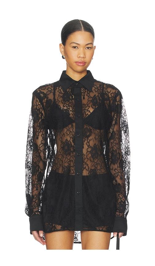 fleur du mal juliet lace button down in black.
