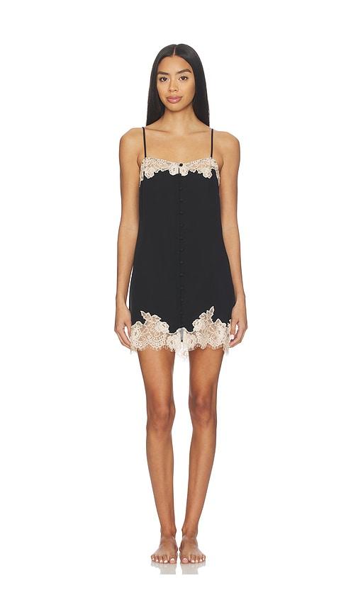 fleur du mal juliet lace button slip in black.