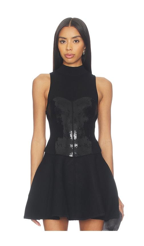 fleur du mal layered corset top in black.
