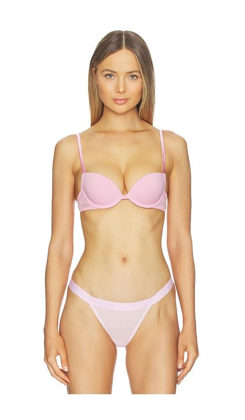 fleur du mal le stretch lace molded demi bra in pink.