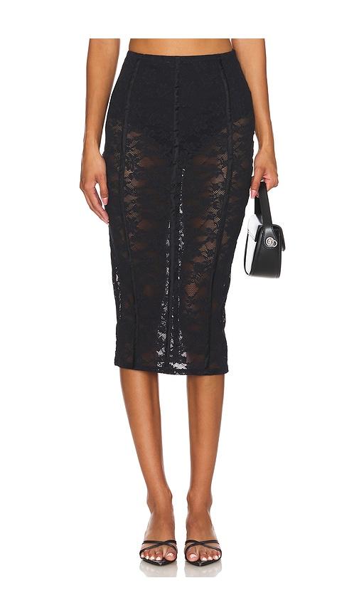 fleur du mal le stretch lace pencil skirt in black.